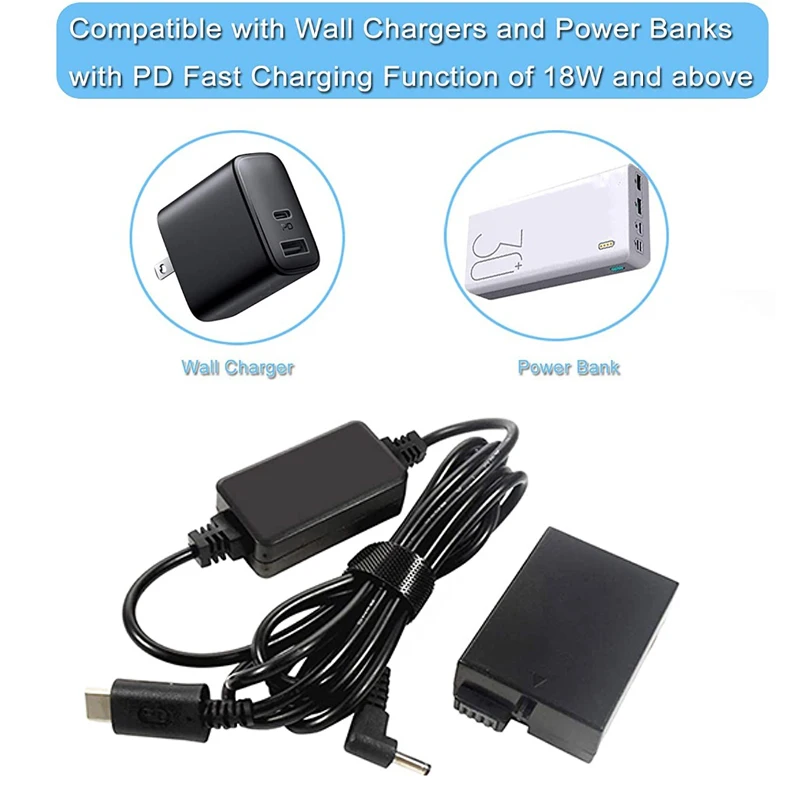 PD USB-C محول إلى DR-E8 DC المقرنة LP-E8 الدمية البطارية ل EOS المتمردين T2i T3i T4i T5i 550D 600D 650D 700D قبلة X4 ، X5 ، X6 أرقام