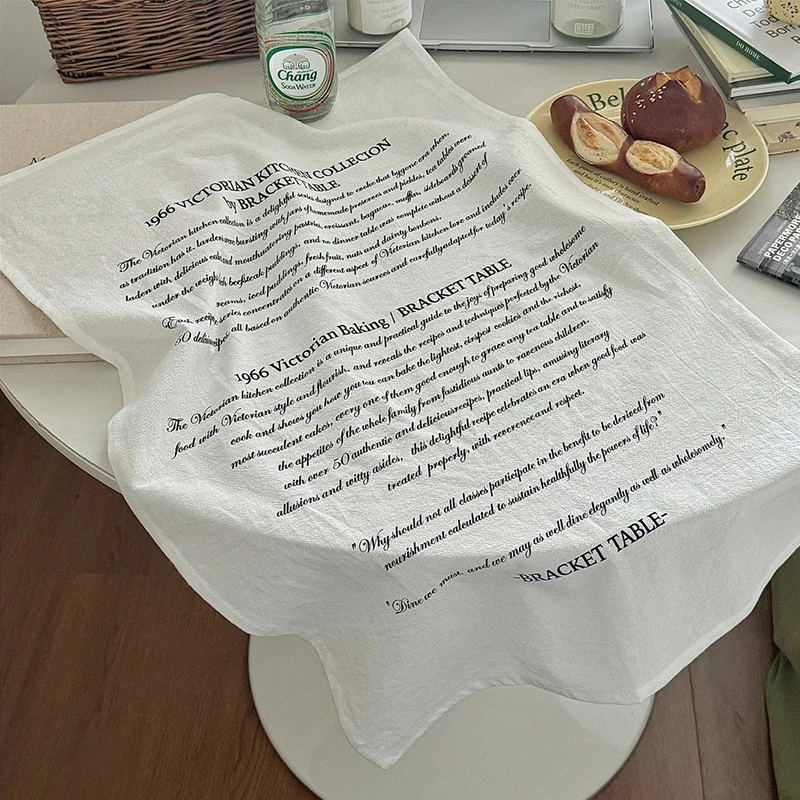 

48.5x65cm Cotton Table Napkin Retro English Letter Cloth Kitchen Desktop Mat Vintage Napkin Shooting Photography Background Prop