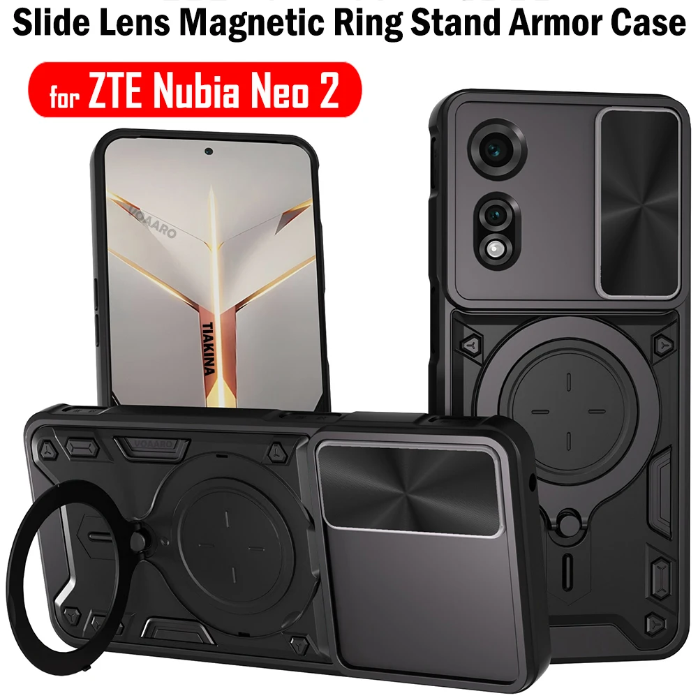 

Slide Lens Armor Funda for ZTE nubia Neo 2 5G Case for ZTE nubia Neo 2 Case Magnetic Ring Stand Holder Protection Back Cover