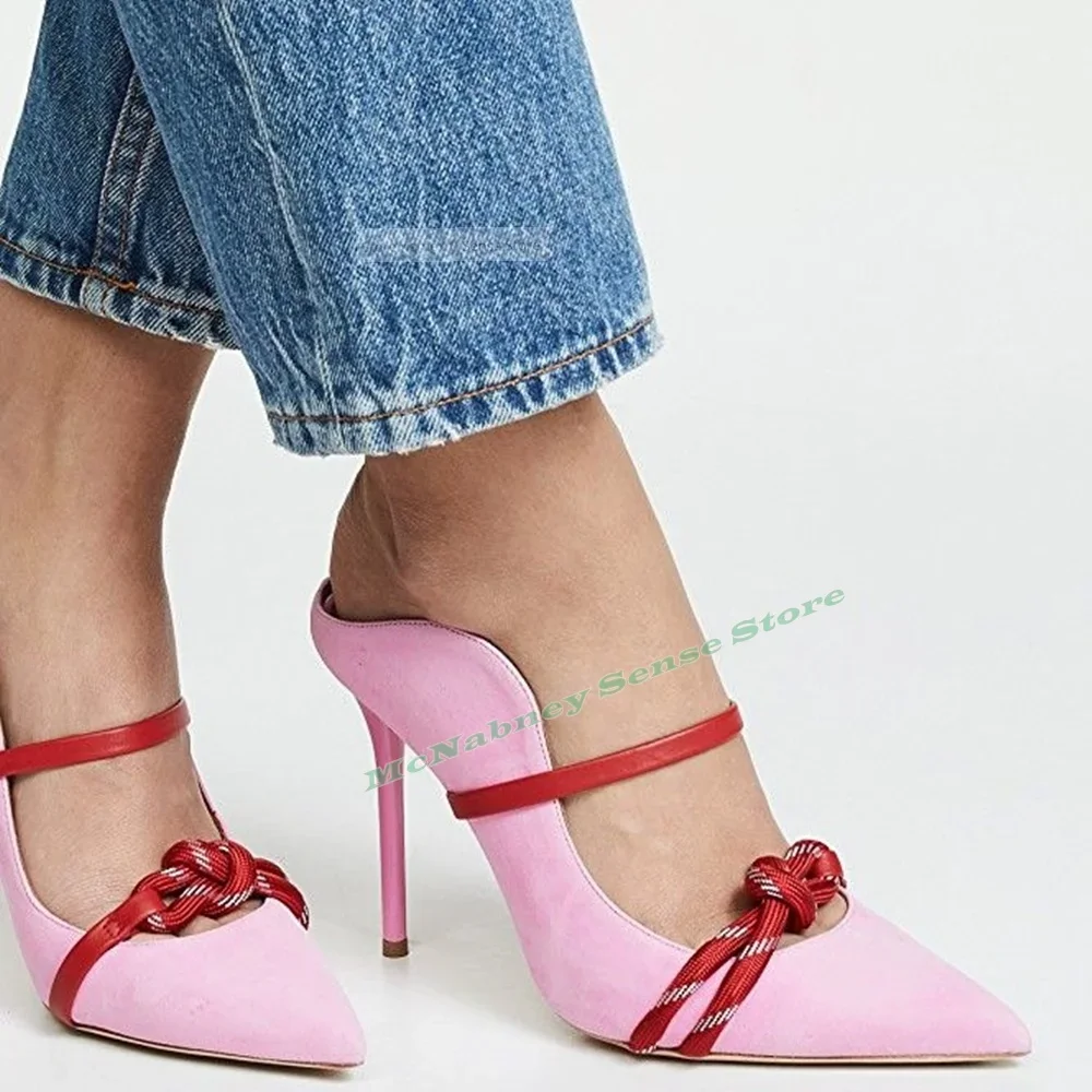 

Сандалии с острым носком и ремешками, разноцветные сандалии на шпильке, туфли-лодочки, летняя вечеринка, повседневная женская обувь, дизайнерская пикантная обувь