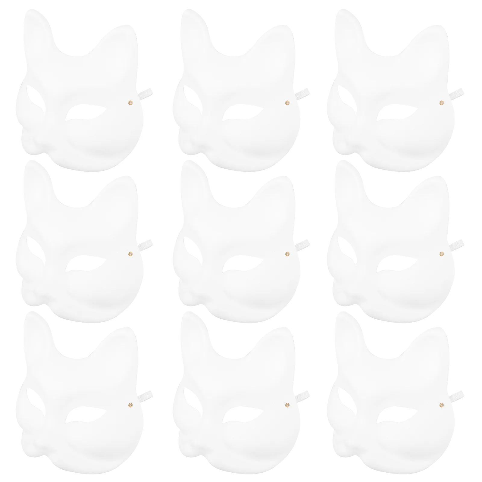 

10 Pcs Bunny Mask Hand Painted Pulp Masks Masquerade Ball Fox Cat Women White Miss