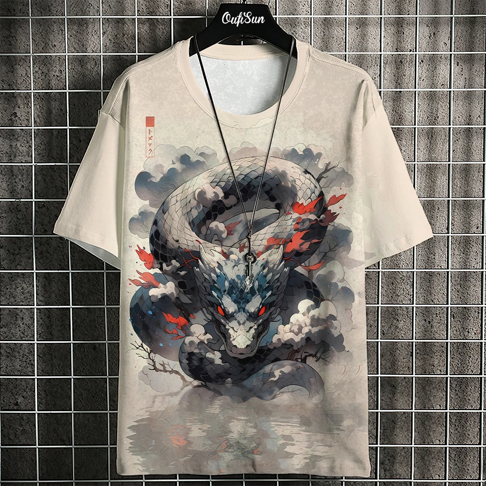 Sommer Kurzarm Harajuku Print Aniam T-Shirt für Männer O-Ausschnitt übergroße Pullover Mode Streetwear Mode Herren bekleidung