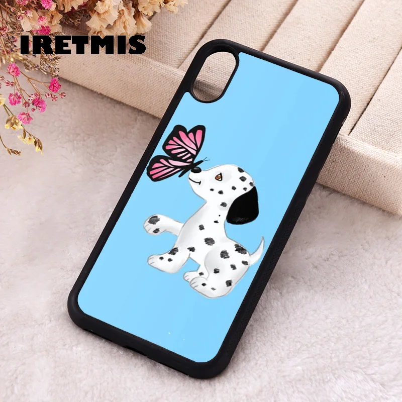 Iretmis Phone Cover Case For iPhone X XS Max XR 11 12 13 PRO MINI 14 15 16 Plus Rubber Silicone Dog + Butterfly