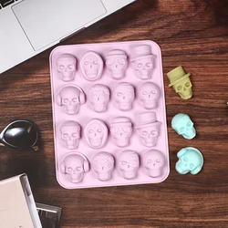 Skull Ice Cube Silicone Mold Halloween Creative Decoration Reusable DIY Candy Whiskey Chocolate Soap Kitchen Accessorie