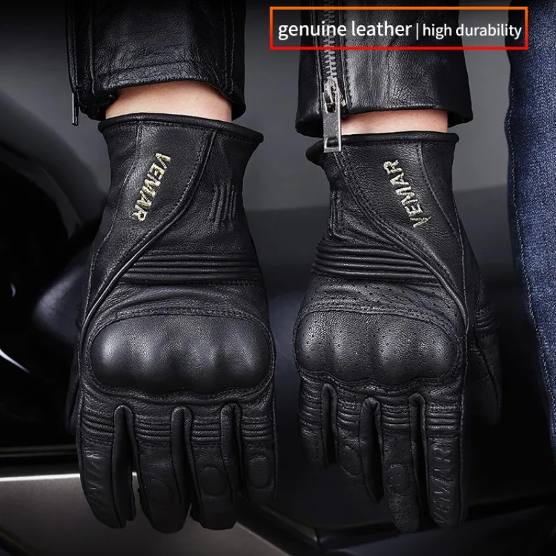 

VEMAR Guantes Moto из овчины, удобные перчатки в стиле ретро, мужские и женские дышащие мотоциклетные перчатки с защитой от падения