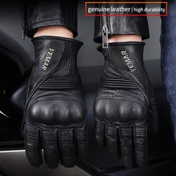 VEMAR Guantes Moto Sheepskin Leather Retro Wear Comfortable Gloves Men Women Anti-Fall Breathable Motorcycle Gloves