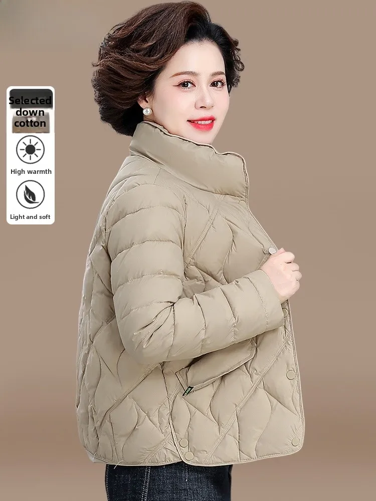 

Faionable Winter Cotton Jaet Lightweight ort Sle Women's Middle-Aged And ly Clothing Korean Sle Straight Tube