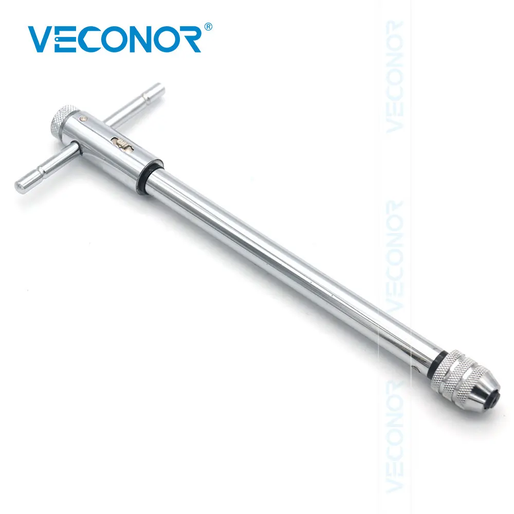 M3-M8 Long Size Adjustable T-Shaped Handle Reamer Screw Extractor Tap Wrench Holder Ratchet Inserted Reverse Direction