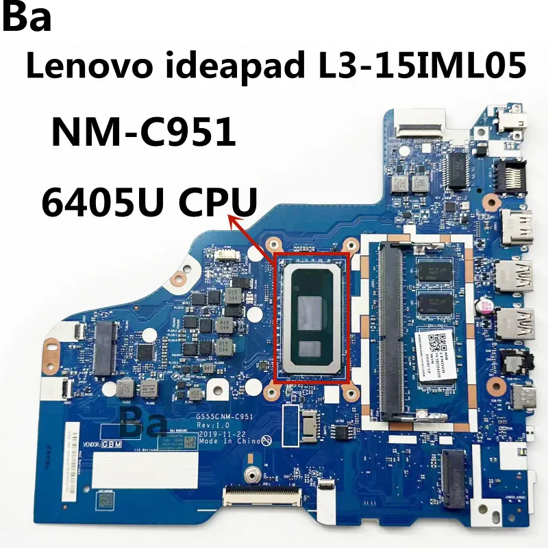 For Lenovo ideapad L3-15IML05 Laptop Motherboard NM-C951 With 6405U CPU 4G RAM DDR4 100% Tested