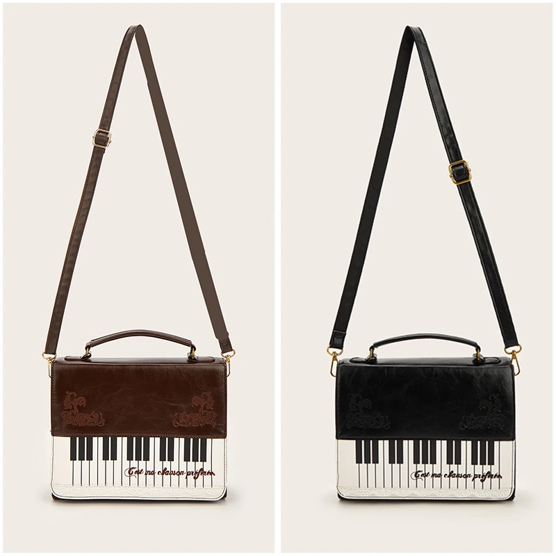 Piano Polka Dot Key Shoulder Bag,Contrast Color Large Handbag,Y2k JK Girls Briefcase Piano Backpack Women's Bag Square Bag
