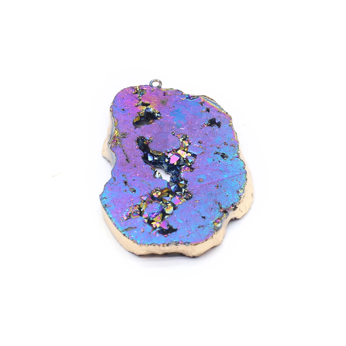 4PCS Natural Semi Precious Stone Embryo Agate Electroplated Color Irregular Shaped Pendant Jewelry Making DIY Accessories