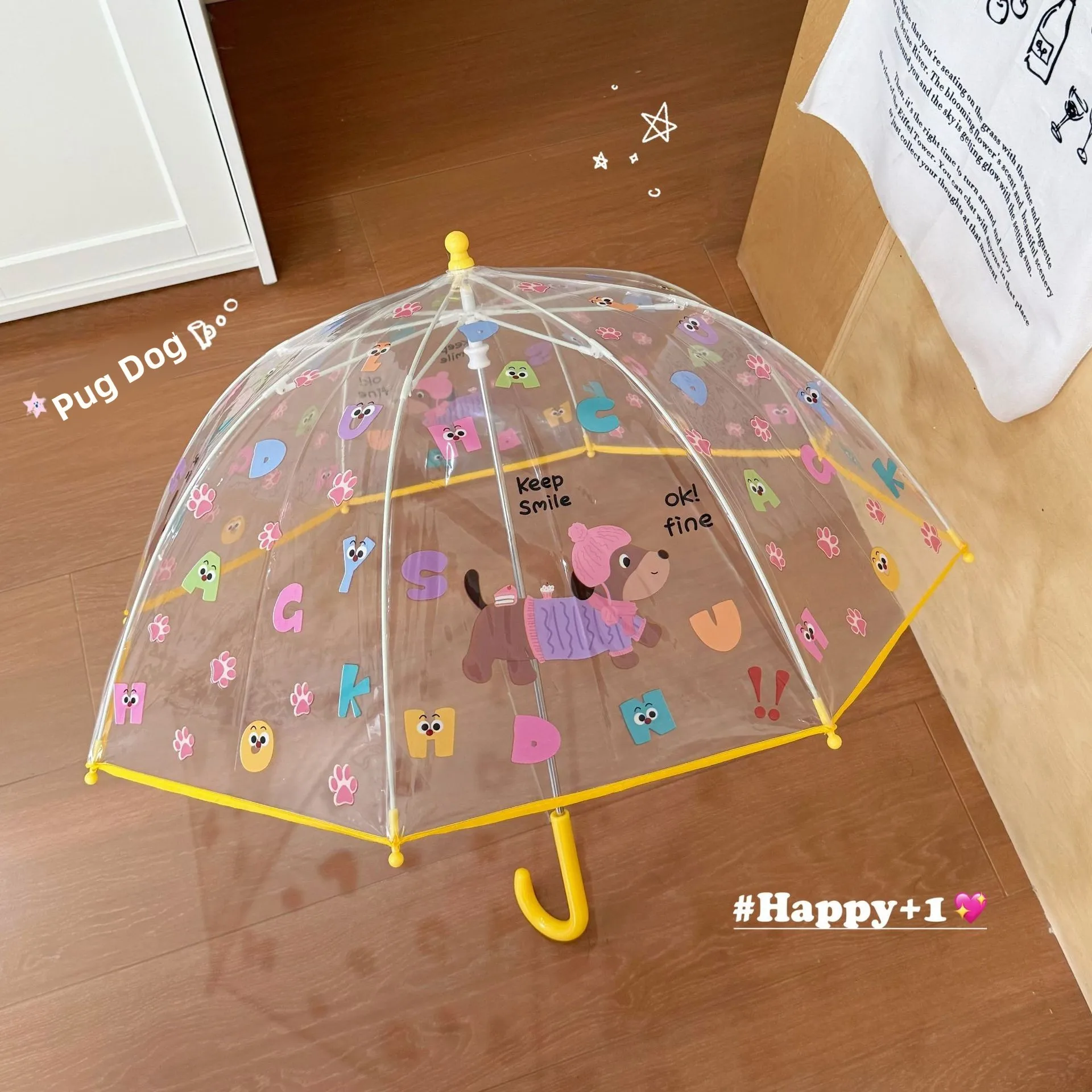 

Children's Transparent Rain Umbrella Thick Long Handle Easy to Carry Cartoon Fashion Ins Style Sausage Dog Umbrella for Kinde...