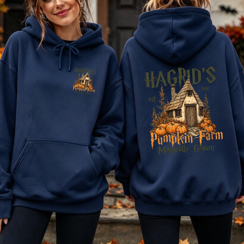 Vintage Pumpkin Farm Hoodie Fall Cottagecore Witchy Graphic Sweatshirt Women Long Sleeve Magical Autumn Pullover Cozy Halloween