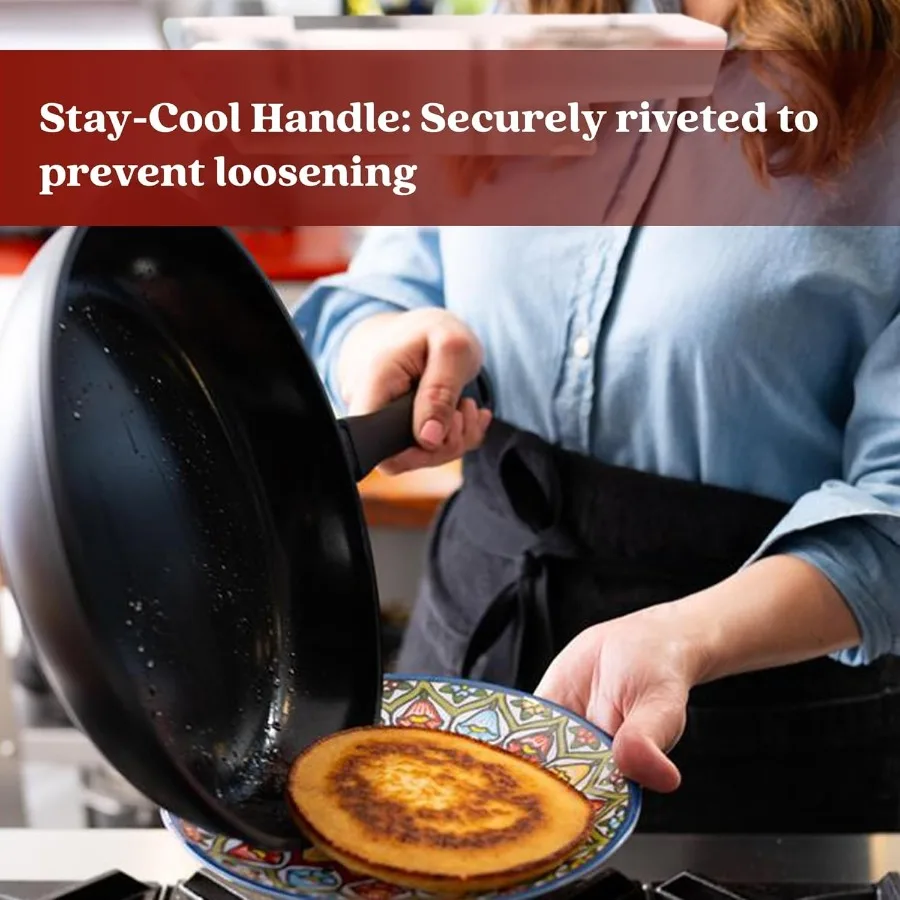 Energy Juego de sartenes antiadherentes de cerámica de 6 piezas PFAS PTFree 8 "9,5" 11 "sartenes 12 "Wok + 11" sartén para crepé StayCool manijas Induc