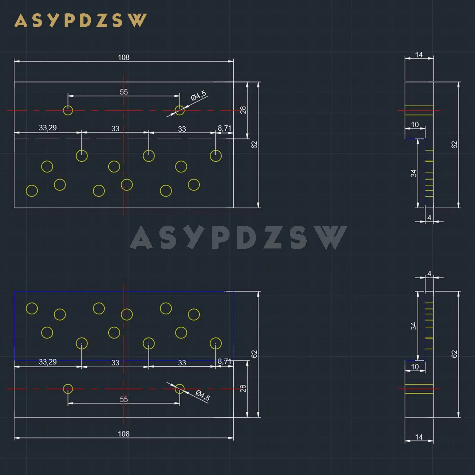 Tube scellé en or personnalisé, 4 pièces, chaleur conductrice thermique spéciale pour amplificateur de puissance ASYPDZSW KSA100-MKII, angle de Type F en aluminium