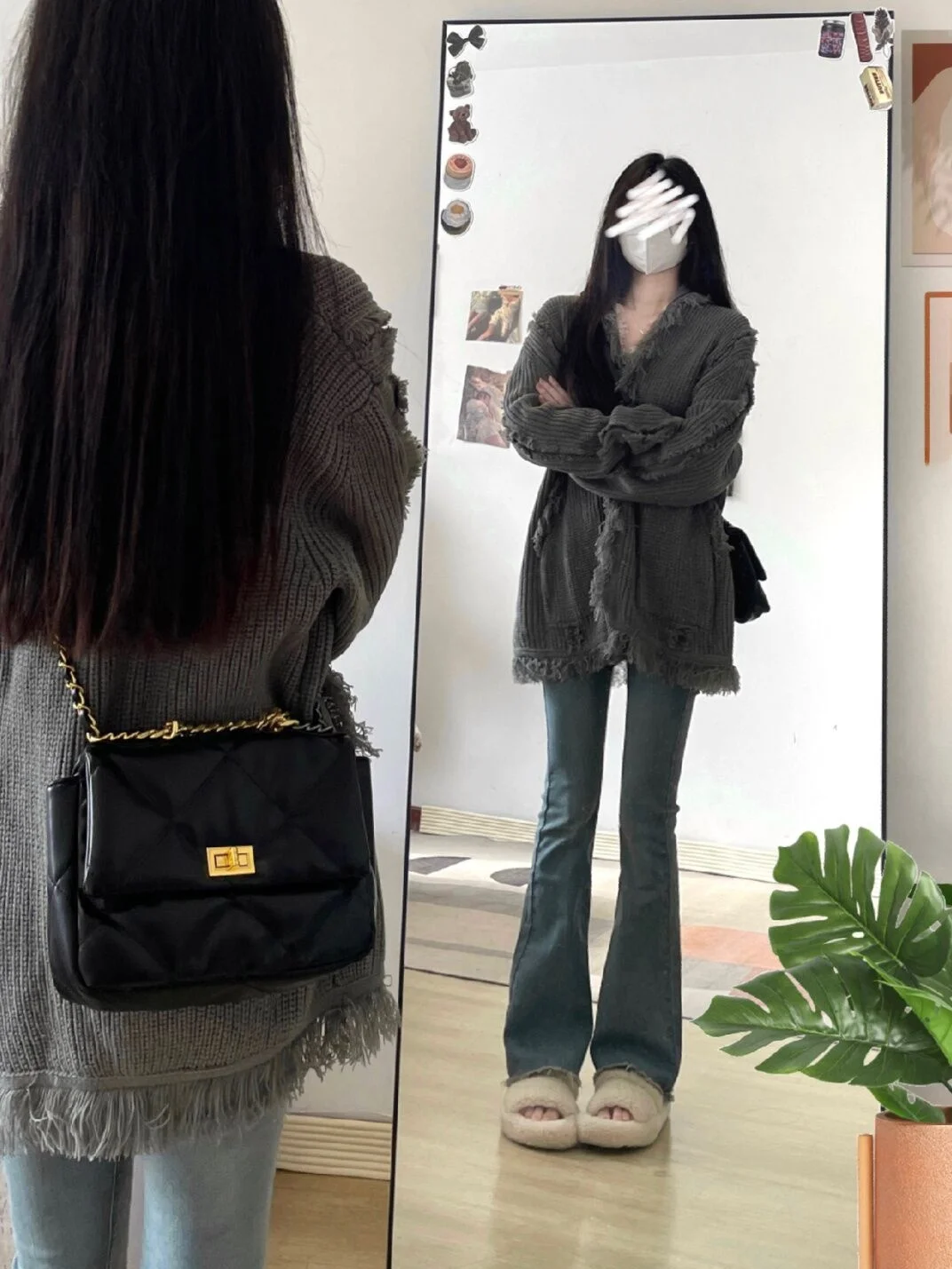 

American Retro Knitted Open Cardigan Sweater Women's Loose Tassel Frayed Autumn Winter New Sle Lazy Faion Outerwear