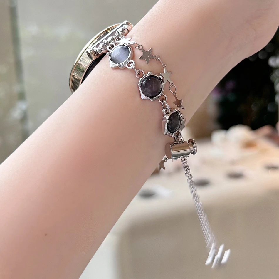 Fashion Crystal Opal Star Metal Strap For Samsung Galaxy Watch 7 6 5/Pro/4 Classic 44/40/46mm 20/22mm Band For Huawei Watch GT 3