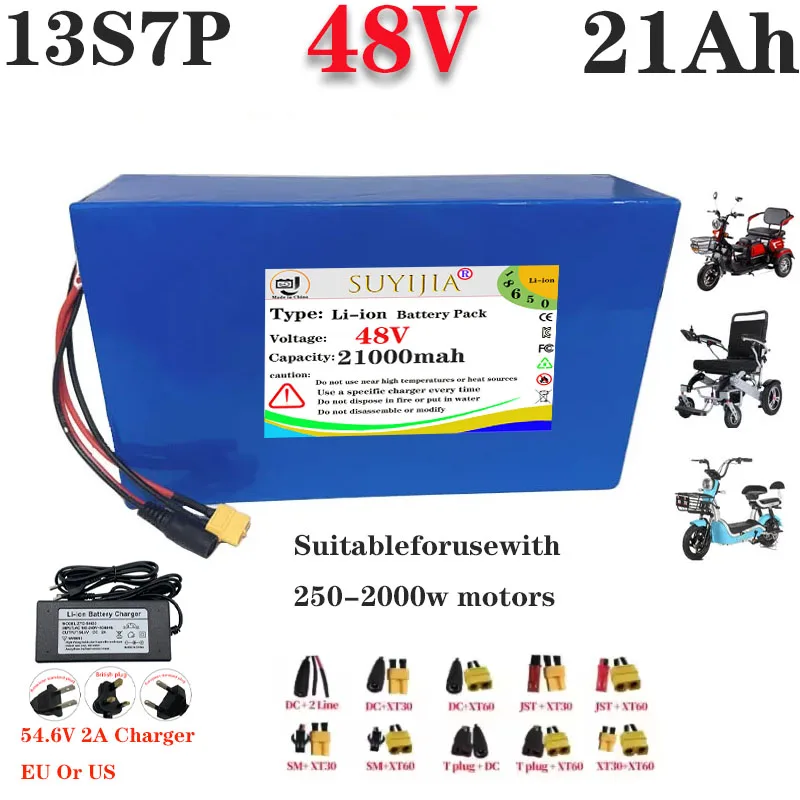 

Built in 48V 21Ah 13S7P 40A BMS 2000W high-power lithium battery suitable for electric tricycles electric bicycles, and chargers