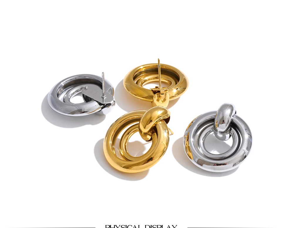 Yhpup Edelstahl Runde Ohrstecker 2026 Golden Platin PVD-Beschichtet Beliebter Hochwertiger Täglicher Einzigartiger Schmuck Wasserdicht – Detail 6