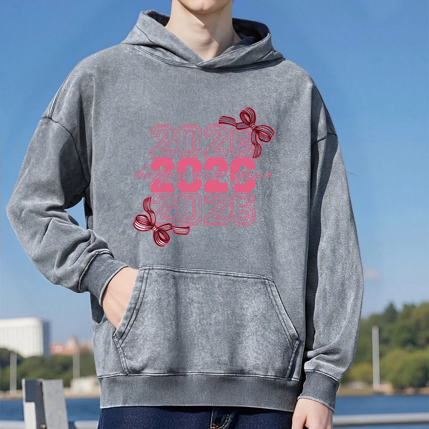 سعيد NEU سنة 2026 ريترو غسلها نمط مقنعين البلوز للجنسين نمط رياضي غير رسمي مصنوع من القطن الخالص نمط الشارع 400 جرام #1