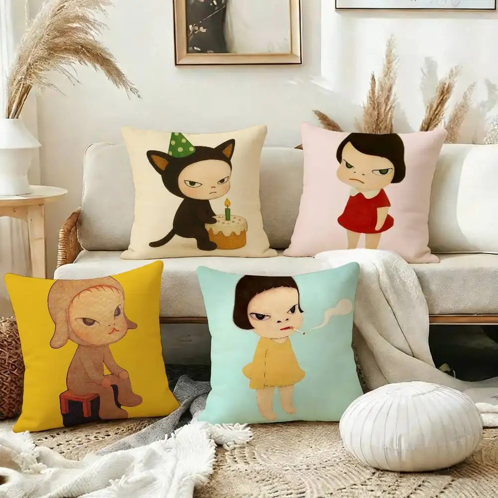 

Little Y-Yoshitomo N-Nara-YN Pillow Case Square Double-Sided Sofa Cushion Cover Bedroom Bedside Pillow