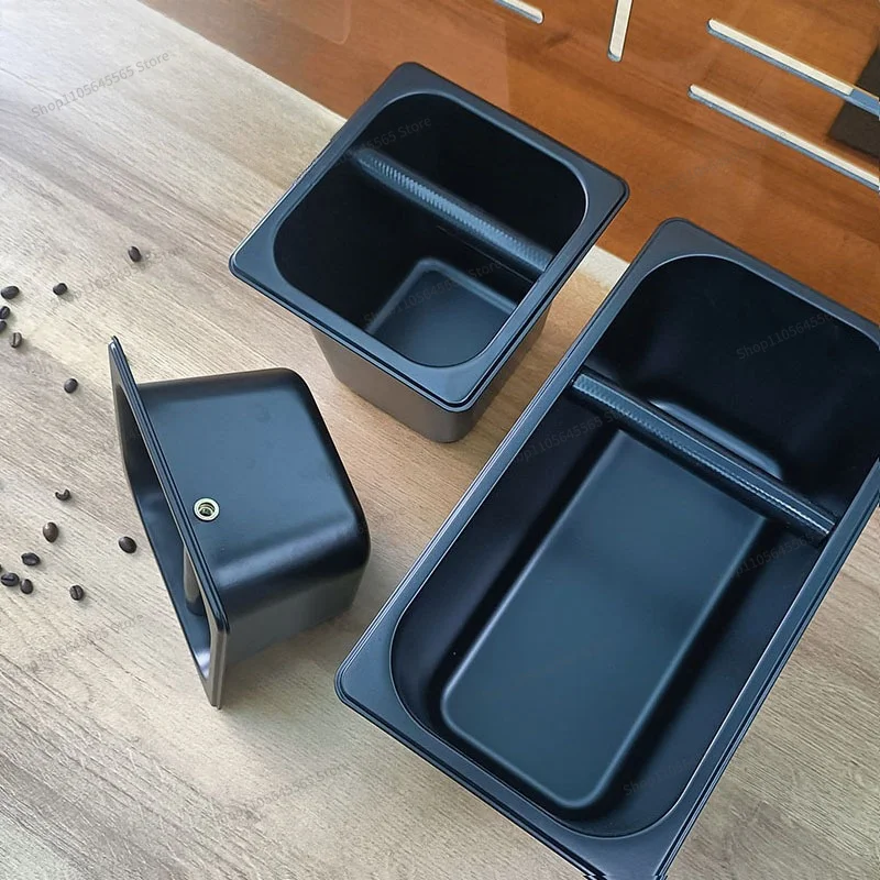 For Stainless Steel Black Square Embedded Household Coffee Tapping Bucket Semi-automatic Thickened Powder Residue Box