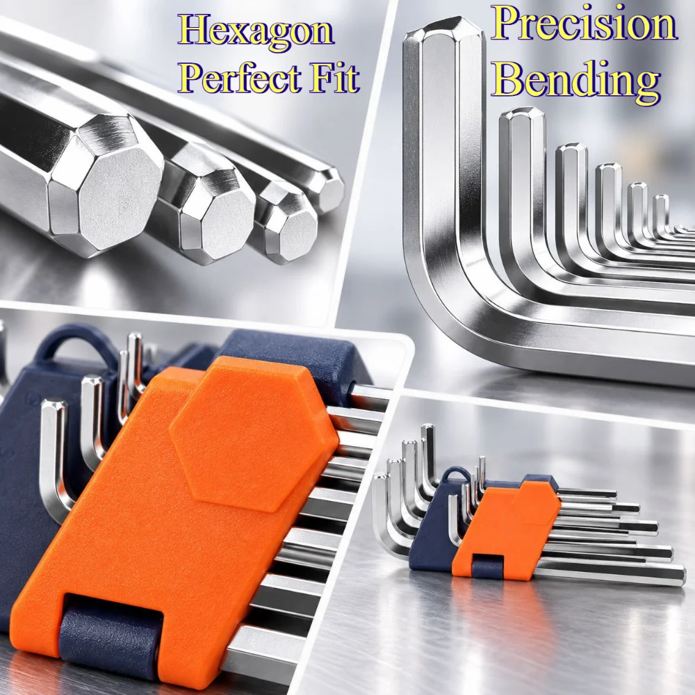 9Pcs L-Shaped Hex Key Wrench Set Metric Allen Keys Portable Storage Holder Repair Hand Tools for Furniture Bicycle Assembly