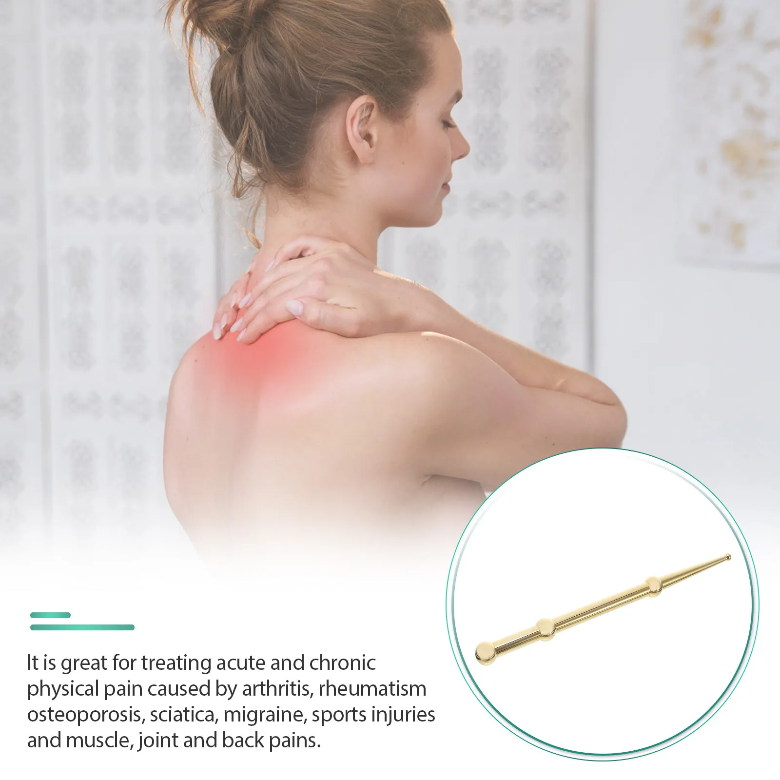 

Trigger Point Massage Rod Physical Therapy Massager Acupressure Bar Pain Relief Deep Tissue Body Point Probe Brass Massage Rod