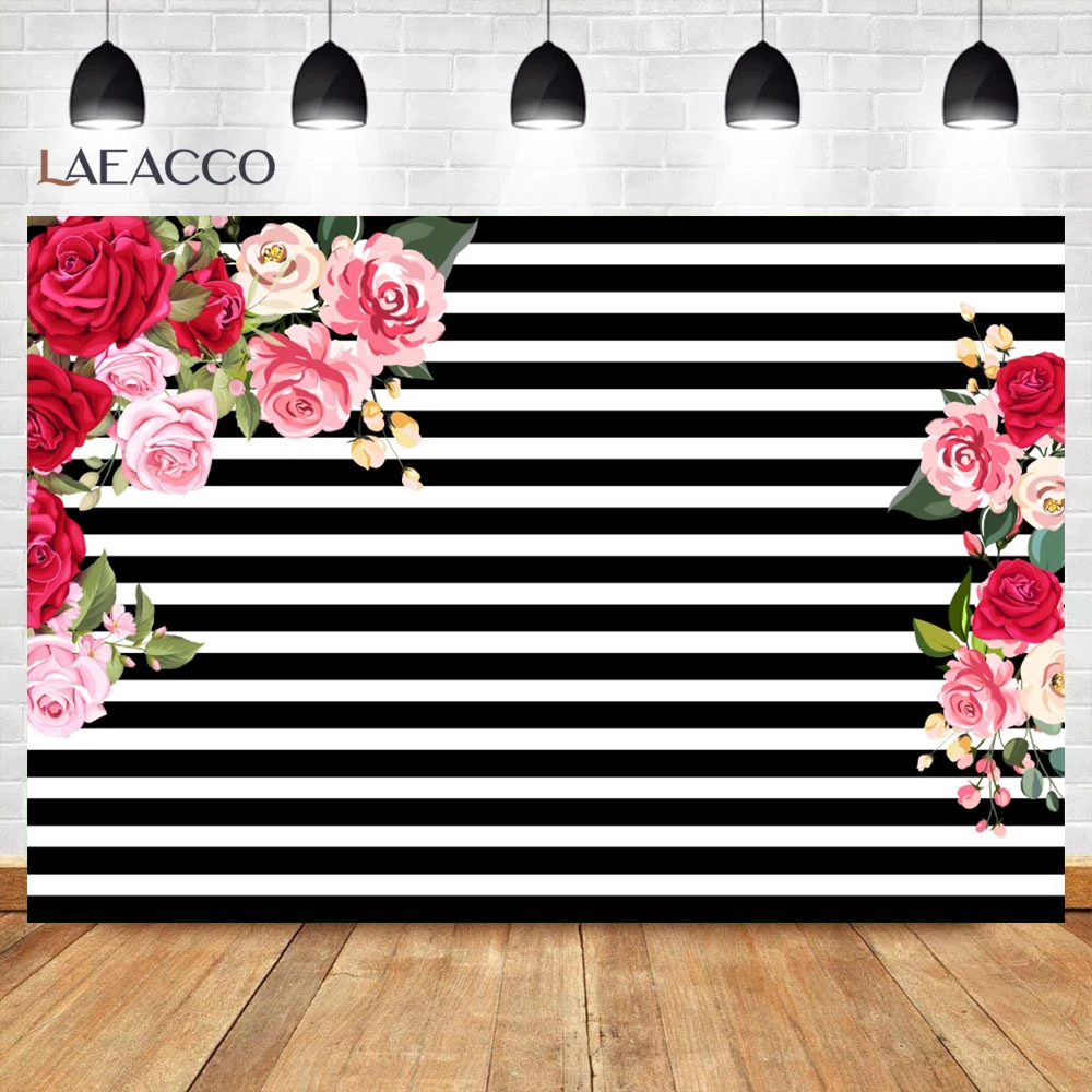 Fondo de pared de flores a rayas, telón de fondo de flores para Baby Shower, decoración del hogar, suministros de utilería para Fotos de Fiesta de cumpleaños de niños y adultos