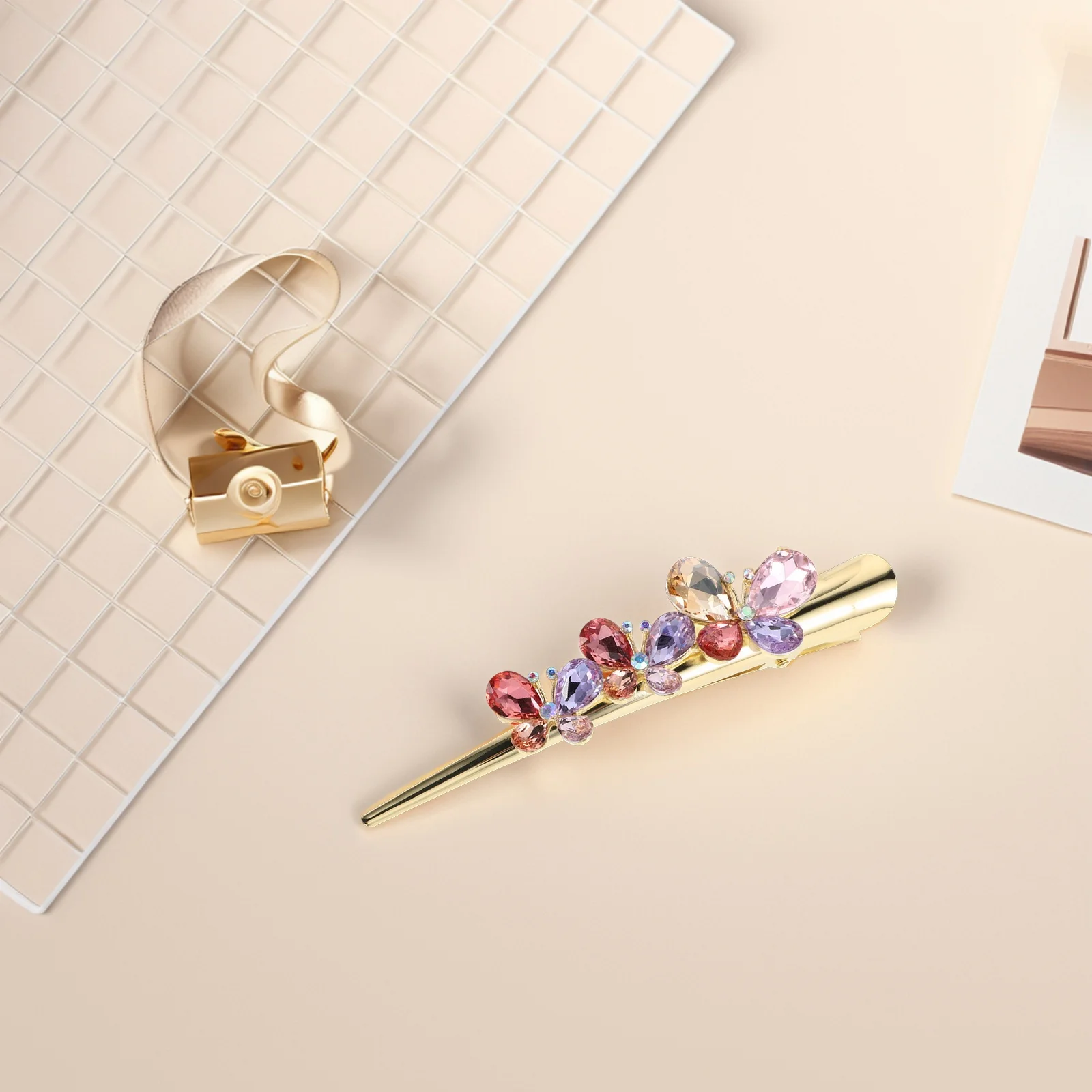 

Rhinestone Hair Clip Crystal Butterfly Metal Bling French Barrette For Women Girls Fashion Hairpin Jewelry Accessory