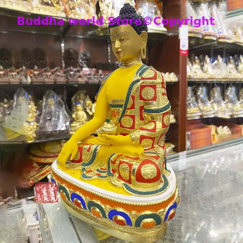 2025  grade colored draw Good Buddha statue bless family Safety Healthy luck Painted Sakyamuni Buddha God statue