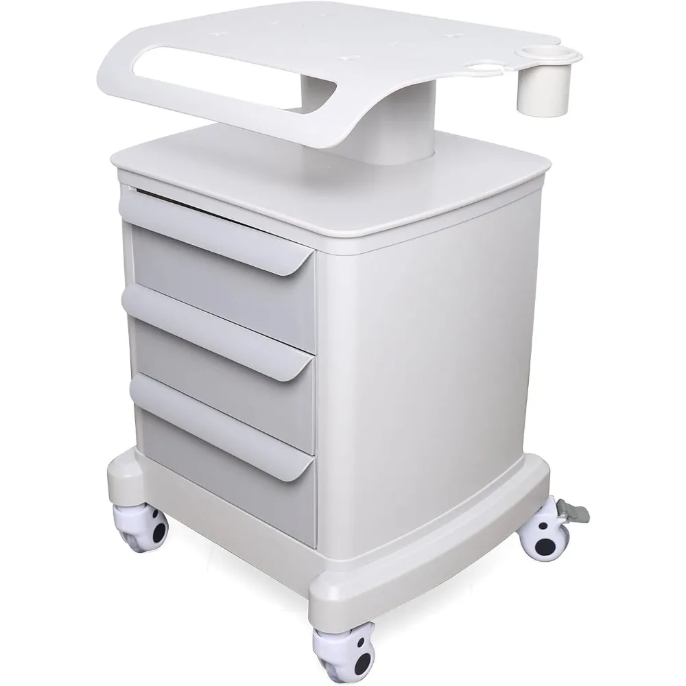 

Beauty Salon Rolling Trolley Cart with 3 Drawers,3-Layer Rolling Trays Cabinet Cart with Wheels,Medical Den-tal Mobile Utility