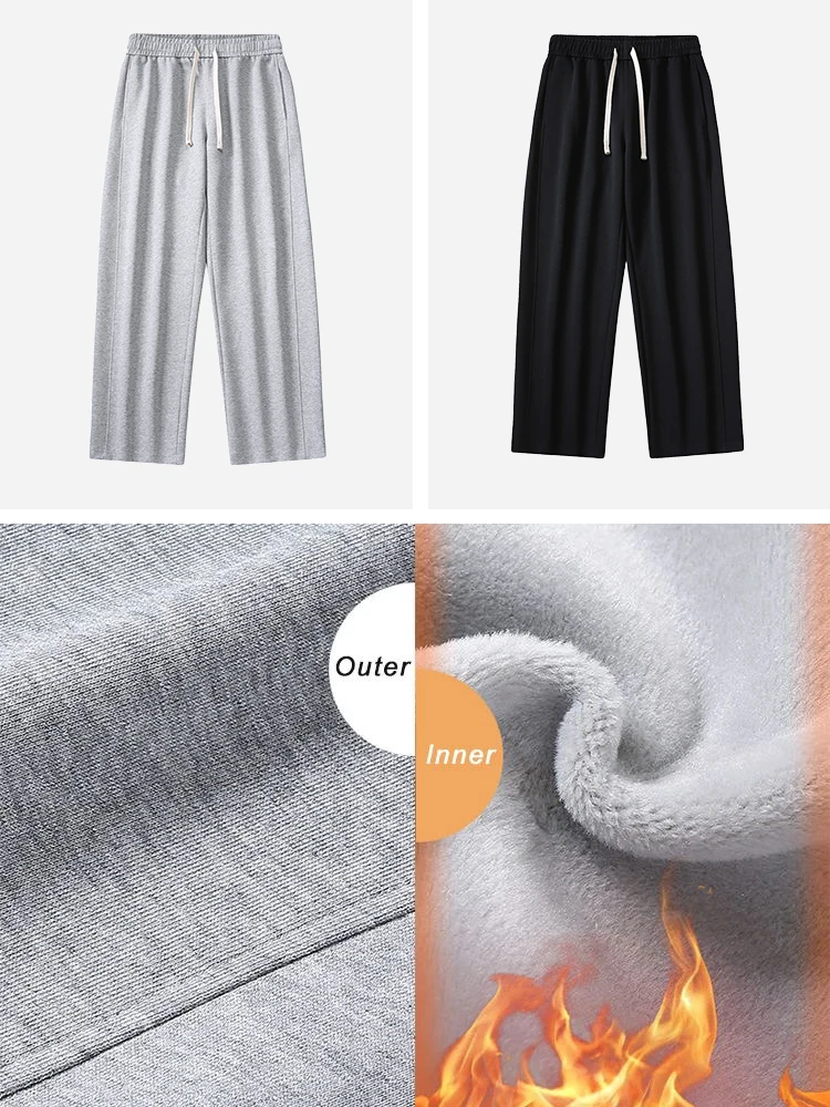 2023 New Winter Men's Sweatpants Fleece Liner Sportswear Thick Warm Straight Casual Track Pants Male Thermal Velvet Trousers