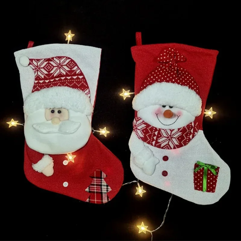 New Hot Sale Christmas Decorations Hanging Christmas Socks Large Capacity Candy Socks Children's Gifts