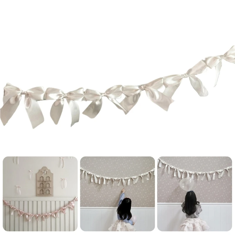 Elegant Bowknot Garland for Child\'s Room, Newborns Photography Backdrop Soft and Lightweight Decorative Garland A2UB