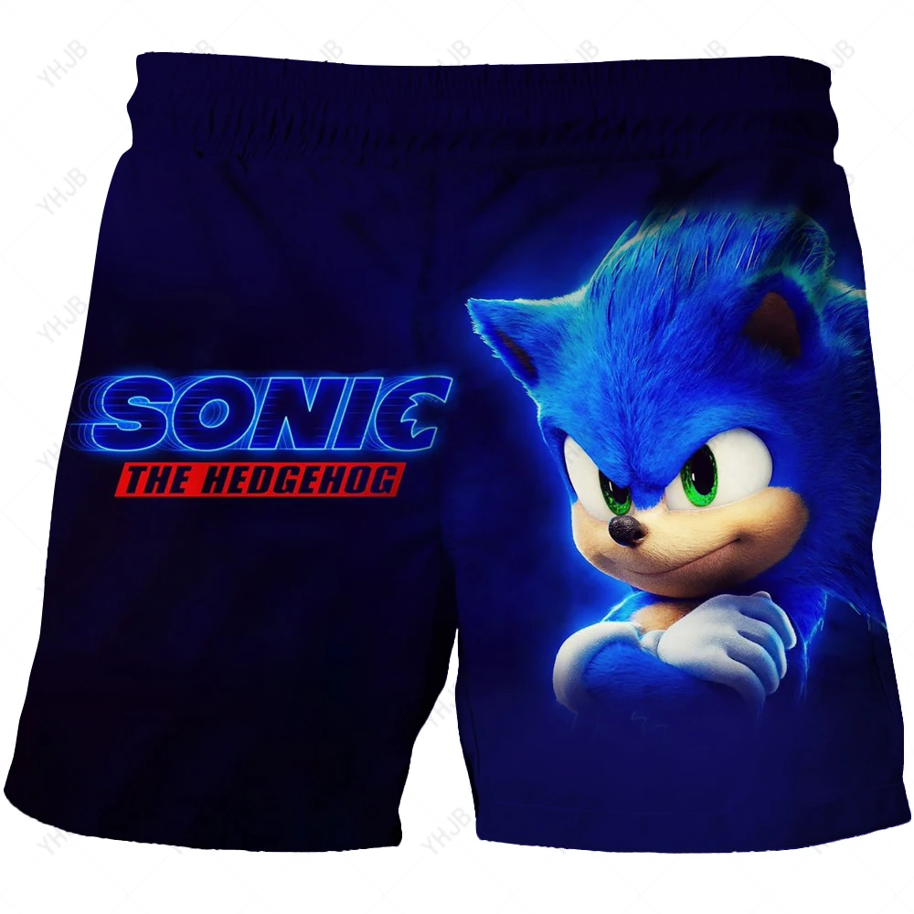 

2025 New Game Men's Sonic Kid Cartoon Swim Trunks Hawaiian Bathing Comic Character Swimsuits Beach Shorts Kids Shorts