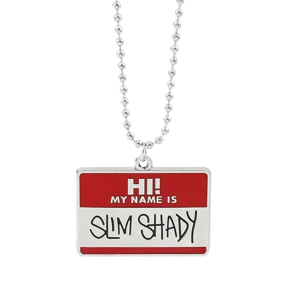 2024 Hip Hop Rock Biżuteria Square Slim Shady Pendant Drop Shipping No Fade Hippie Choke Naszyjnik Ball Chain Necklace Fashion