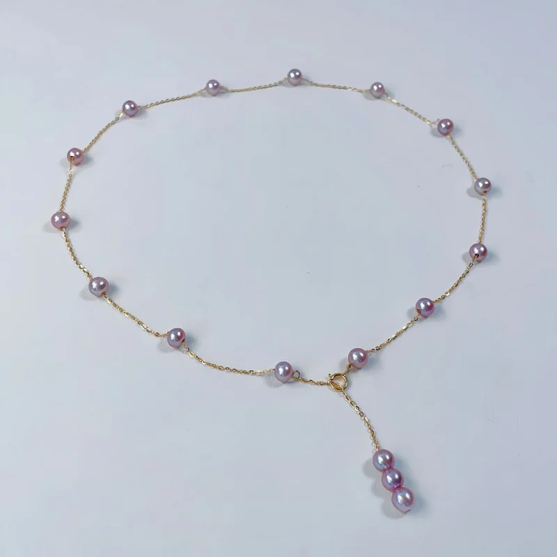 

Ожерелье из пресноводного жемчуга Gypsophila, цепочка на ключицу с кисточками, фиолетовое серебро S925