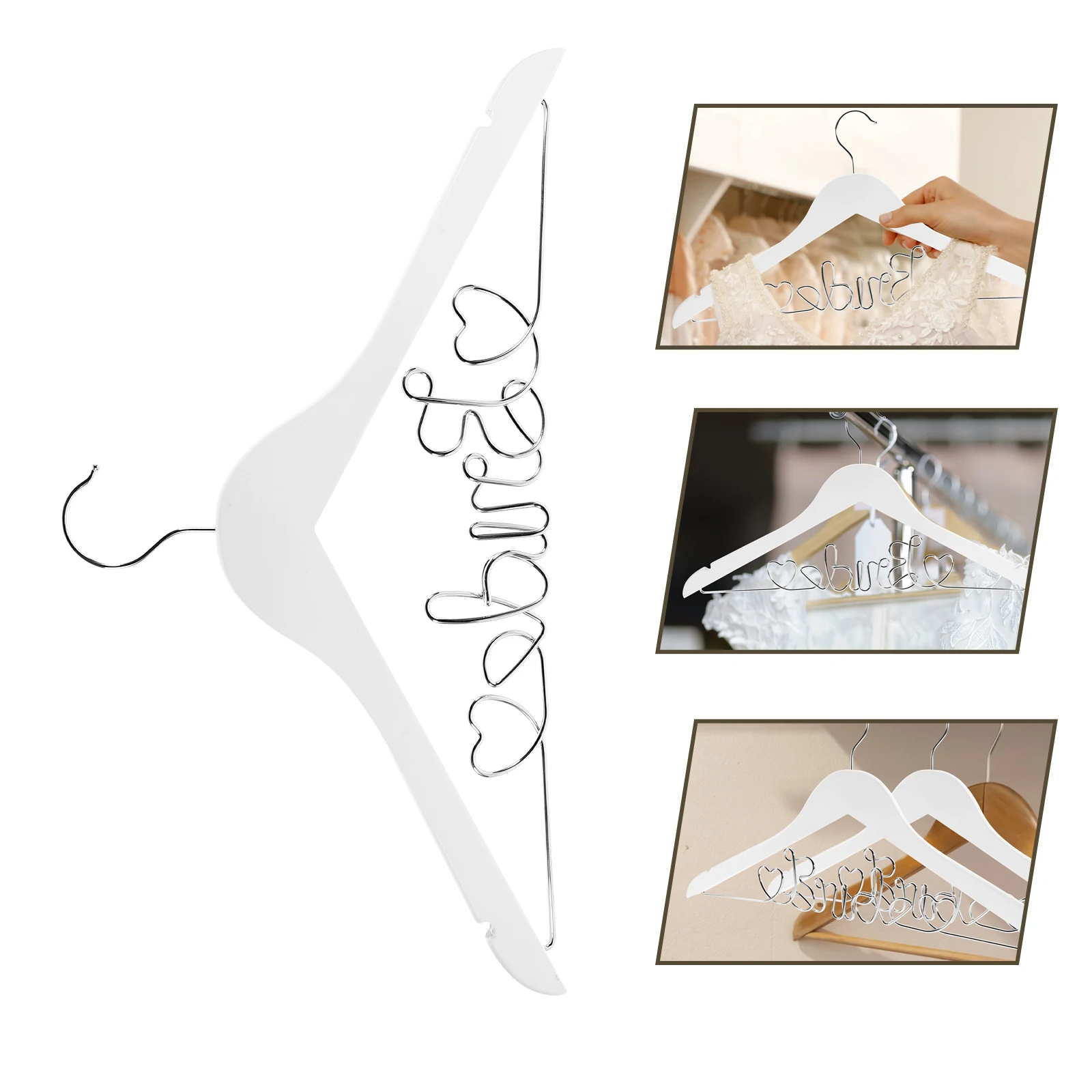 

Dress Bride Shape Anti Skid Wooden Metal Hangers for Wedding Dresses Display Souvenir Wedding Dress Wooden Wire Hanger Mrs Miss