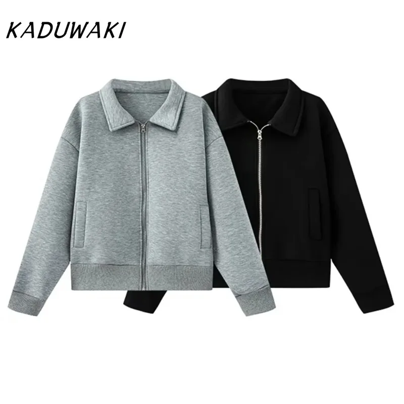 KADUWAKI Spring Women's Versatile Lapel Diving Suit Fabric Effect Pilot Pocket Casual Coat New Produ