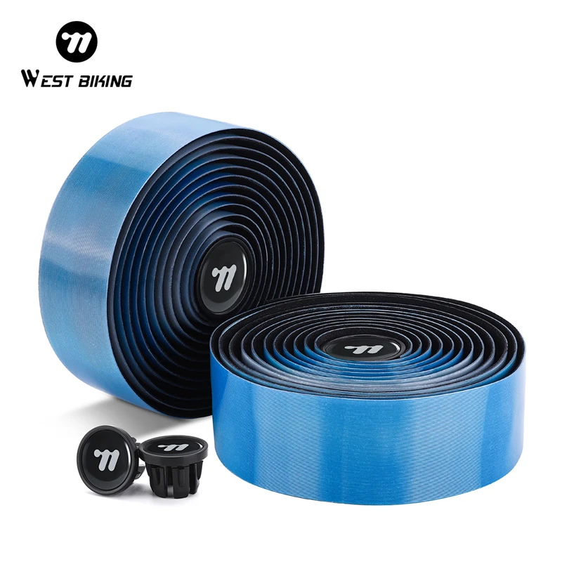 WEST BIKING Gradient Bicycle Handlebar Tape TPU EVA Anti Slip Sweat Absorption Bar Wrap with Plugs for MBT Road Bike Cycling