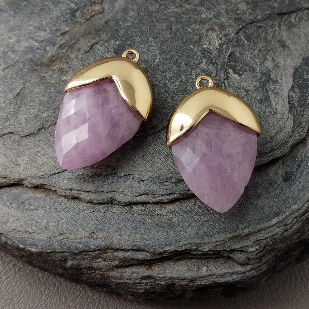 

5 PCS Natural Pink Kunzite Stone Pendant Charm For Making Bracelet necklace Jewelry DIY