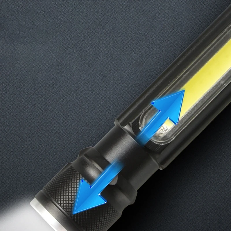 مصباح يدوي قوي مقاوم للماء ، مصدر ضوء مزدوج صغير ، USB ، مصباح طويل المدى ، متعدد الوظائف