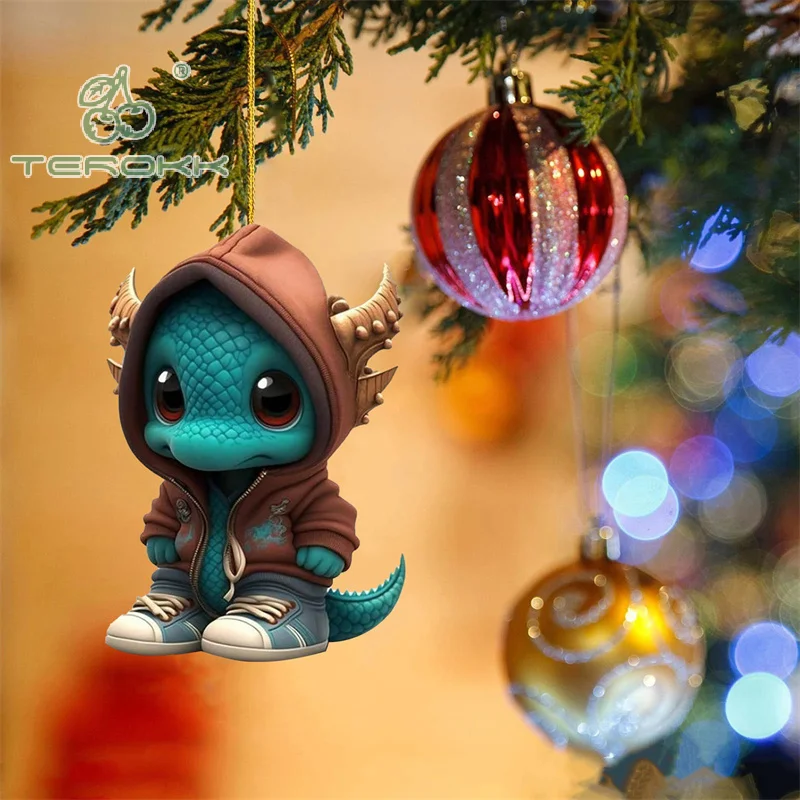Fashion Cute Cartoon Dragon Statue Ornaments Acrylic Pendant Holiday Decoration Pendants Car Pendants Interior Decorations
