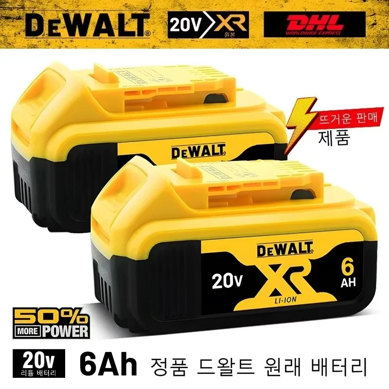 Оригинальный 100% аккумулятор Dewalt 20V для электроинструментов, 5.0Ач 6.0Ач, литий-ионный, перезаряжаемый, набор DCB200 DCB202 DCB205 DCB206 DCB209