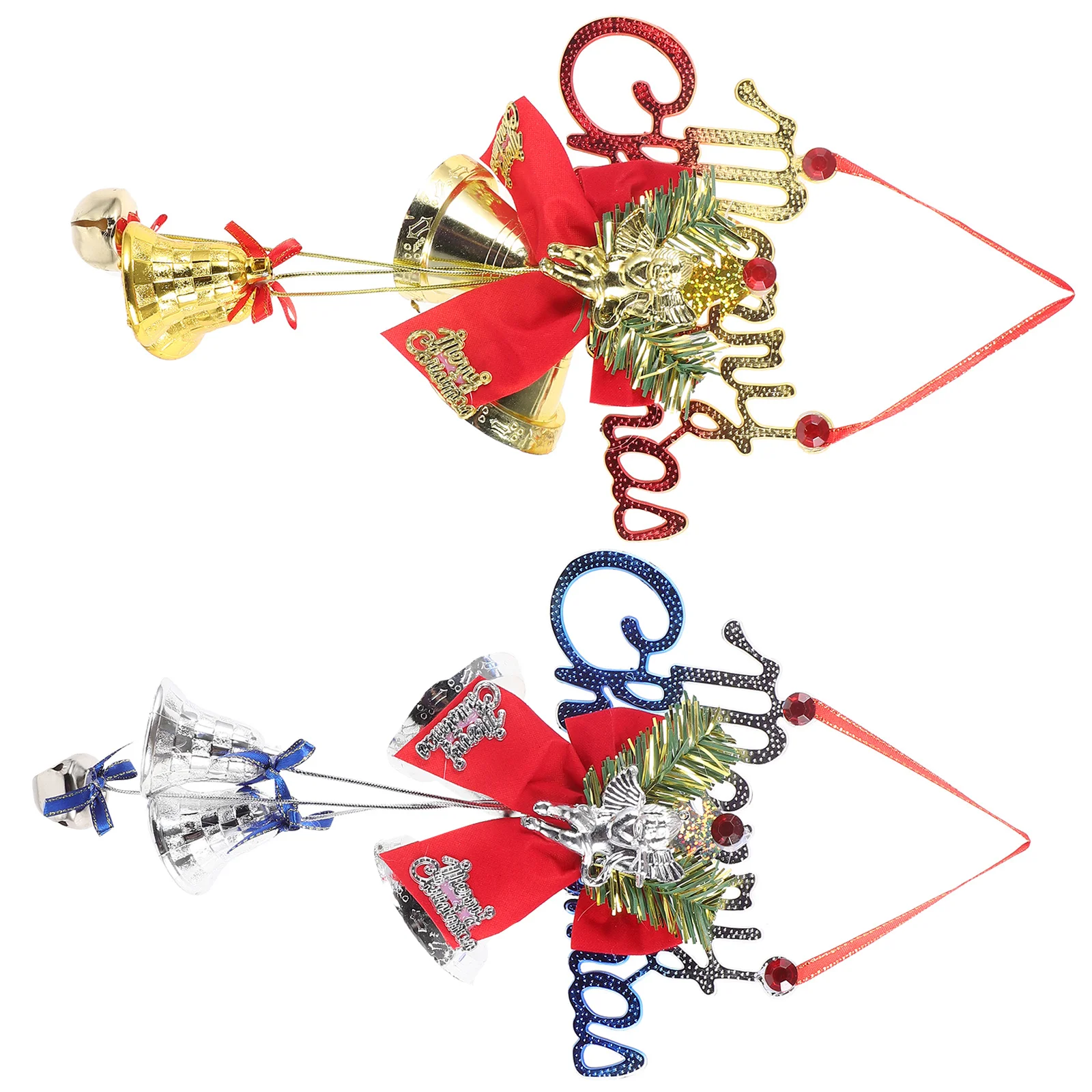 

2 pcs Santa Claus Bell Ornaments Christmas Decorations For Tree Door Wall Window Pendant Hanging Decorations