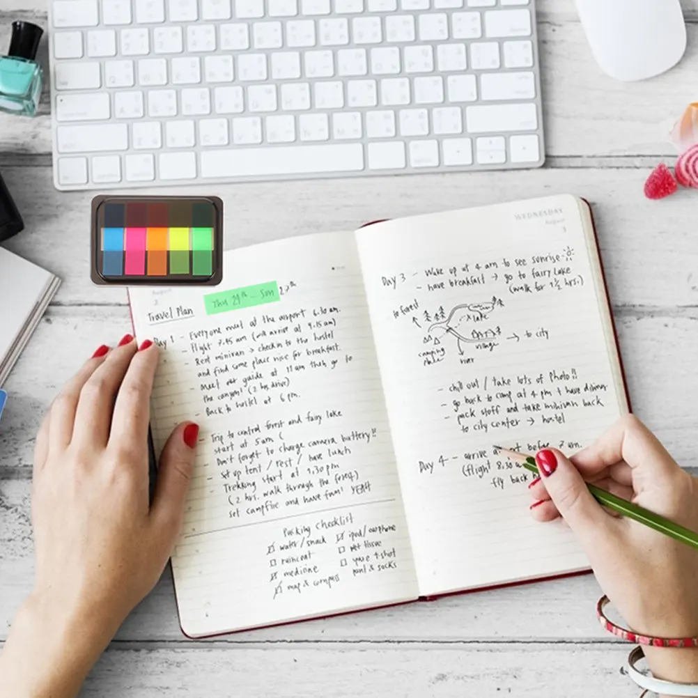 

6 Boxes Bright Sticky Tabs Page Flags for Books Writable Page Markers Easy Carry Portable Notebook Annotation Tools Set