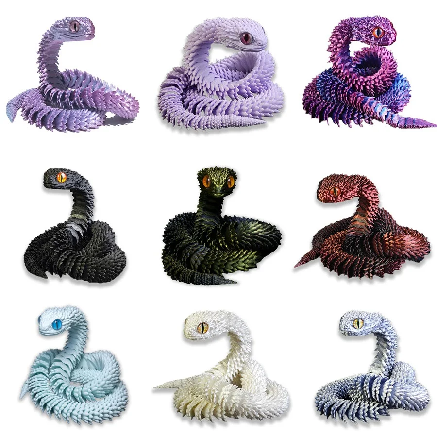 

60cm 3D Printed Snake Movable Joint Fidget Toy Figurine Simulation Snake Office Desktop Ornament 2025 New Year Gifts Crafts Gift