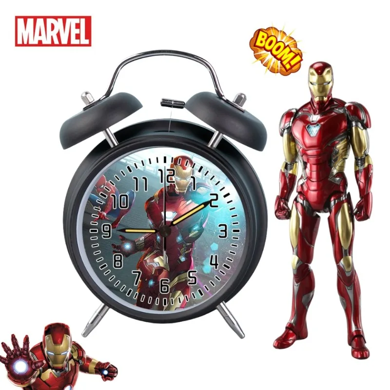 

Marvel movie Iron Man peripheral boy bedside glow-in-the-dark silent fashion creative metal alarm clock holiday surprise gift