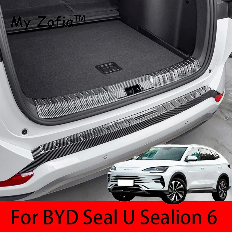

For BYD Seal U Sealion 6 Song Plus 2024 2025 Car Styling Trunk ABS Carbon fiber Threshold Strip Tailgate Anti Kick Accessories